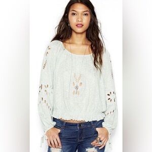 #418 Free People Jewel Peasant CutOut Top White Medium